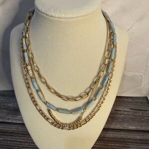 NWOT Elegant Gold and Blue Layered Necklace